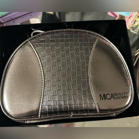 Mica Rose Gold Cosmetic Bag, $10 gift card, Fan Brush, and Necklace - Picture 1 of 7